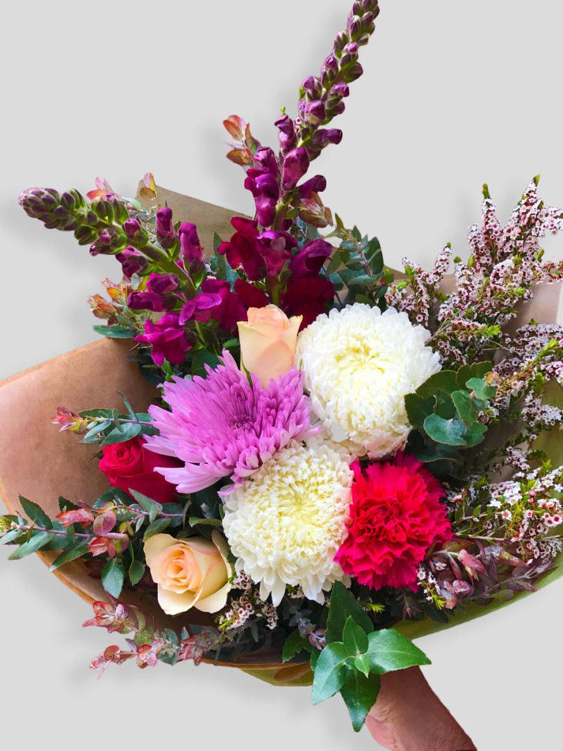 Posy of Rose, Carnations & Seasonal DisChrysanthemum